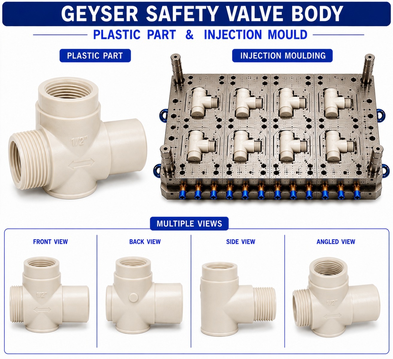 Geyser Plastic Safety Valve Body Mould and Moulding Service
